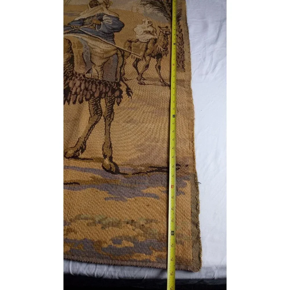 Antique Egyptian Revival Hand Woven Tapestry Middle Eastern Scene 48